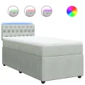 cadre de lit et matelas Gris clair 90x200 cm Velours