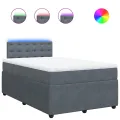 cadre de lit et matelas gris foncé 120x190cm velours
