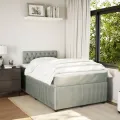 cadre de lit et matelas Gris clair 120x200cm Velours