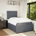 cadre de lit et matelas Gris foncé 120x200cm Velours