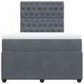 cadre de lit et matelas Gris foncé 120x200cm Velours