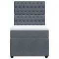 cadre de lit et matelas Gris foncé 90x190 cm Velours