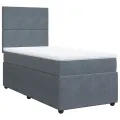 cadre de lit et matelas Gris foncé 90x190 cm Velours