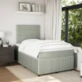 cadre de lit et matelas Gris clair 120x200cm Velours