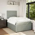 cadre de lit et matelas Gris clair 120x200cm Velours