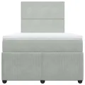cadre de lit et matelas Gris clair 120x200cm Velours