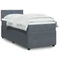 cadre de lit et matelas Gris foncé 90x190 cm Velours