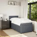 cadre de lit et matelas Gris foncé 90x190 cm Velours