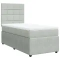 cadre de lit et matelas Gris clair 90x200 cm Velours
