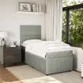 cadre de lit et matelas Gris clair 90x200 cm Velours