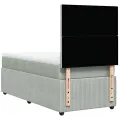cadre de lit et matelas Gris clair 90x200 cm Velours