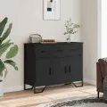 Buffet noir 97x32,5x74,5 cm bois d’ingénierie