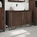 Armoire lavabo de salle de bain chêne marron 91x35x60 cm
