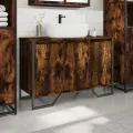 Armoire lavabo de salle de bain chêne fumé 91x35x60 cm