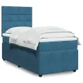cadre de lit et matelas Bleu foncé 80x200 cm Velours