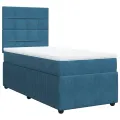 cadre de lit et matelas Bleu foncé 80x200 cm Velours