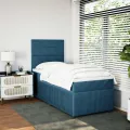 cadre de lit et matelas Bleu foncé 80x200 cm Velours