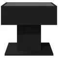 Table basse avec LED noir 50x50x45 cm bois d'ingénierie