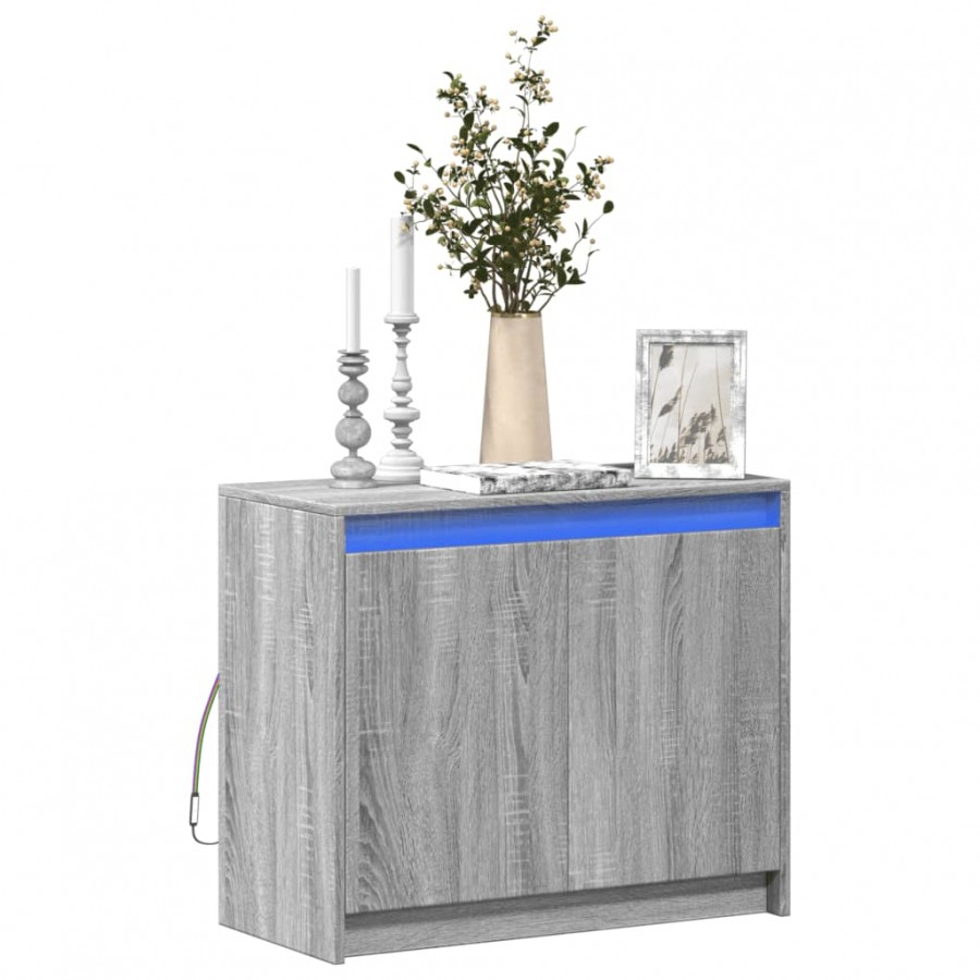 Buffet avec LED sonoma gris 72x34x61 cm bois d'ingénierie