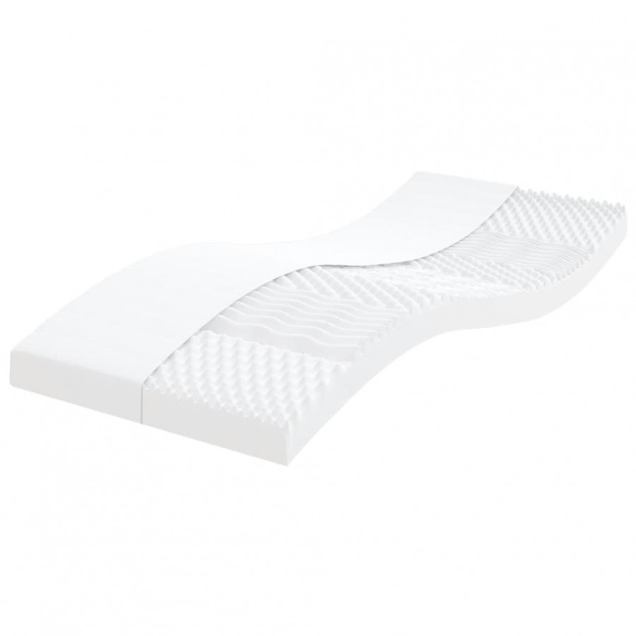 Matelas en mousse blanc 100x210 cm 7 zones dureté 20 ILD