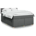 cadre de lit avec matelas Gris foncé 160x200cm Tissu