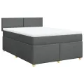 cadre de lit avec matelas Gris foncé 140x190cm Tissu