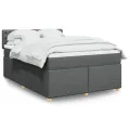 cadre de lit avec matelas Gris foncé 140x190cm Tissu