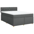 cadre de lit avec matelas Gris foncé 140x190cm Tissu