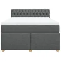 cadre de lit avec matelas Gris foncé 140x190cm Tissu