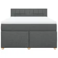 cadre de lit avec matelas Gris foncé 140x190cm Tissu