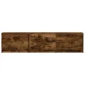 Meuble TV avec LED chêne fumé 165x34x40 cm bois d'ingénierie