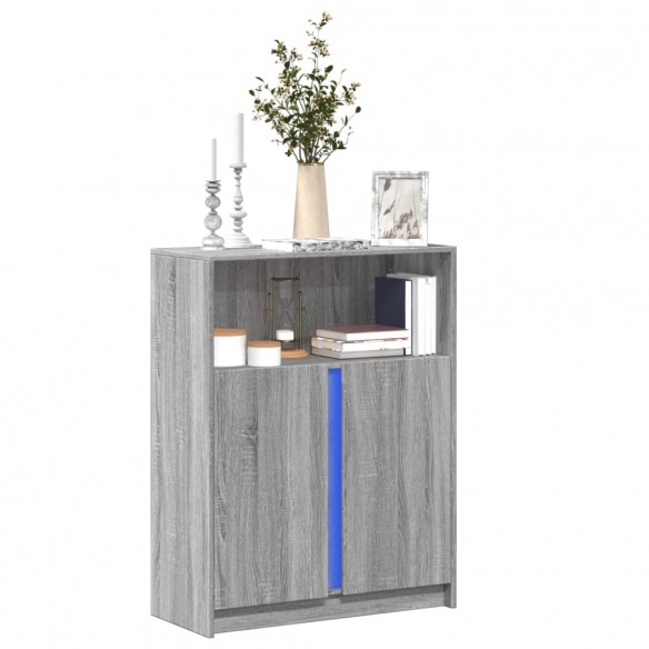 Buffet avec LED sonoma gris 77x34x100 cm bois d'ingénierie