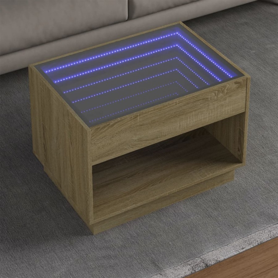 Table basse avec LED infini chêne sonoma 70x50x50 cm