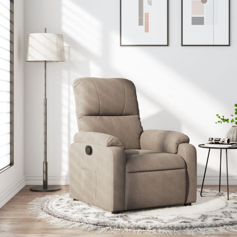 Fauteuil inclinable taupe tissu microfibre