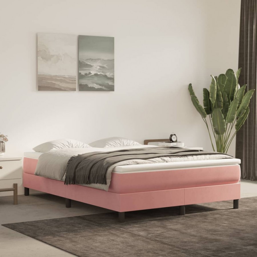 Matelas de lit à ressorts ensachés rose 140x210x20 cm velours