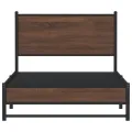 Cadre de lit en métal sans matelas chêne marron 107x203 cm
