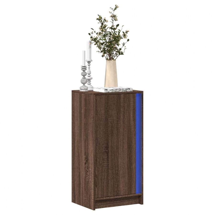 Buffet avec LED chêne marron 42,5x34x85 cm bois d'ingénierie