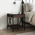 Table de chevet avec LED infini chêne marron 40x40x49 cm
