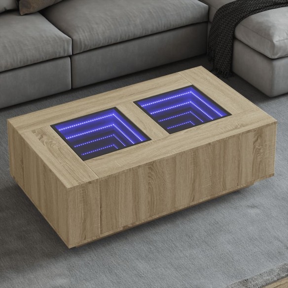 Table basse avec LED infini chêne sonoma 116x69x40 cm