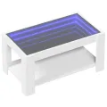 Table basse avec LED blanc 93x53x45 cm bois d'ingénierie