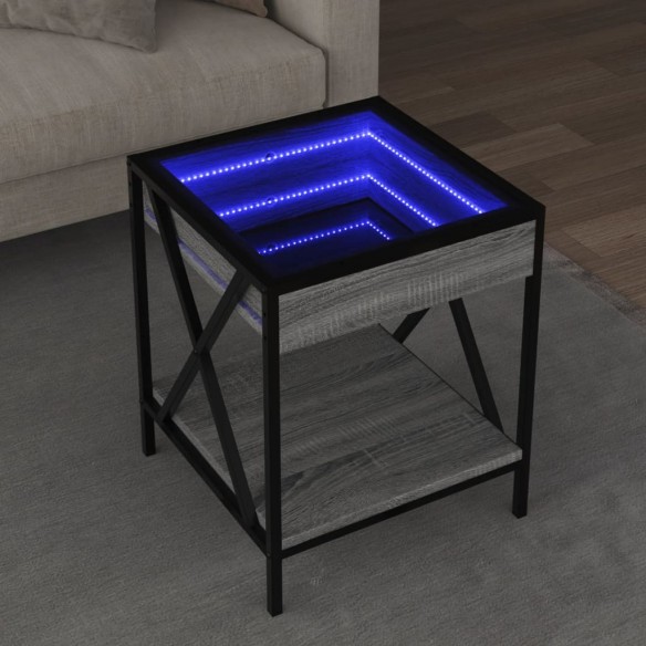 Table basse avec LED Infinity sonoma gris 40x40x49 cm