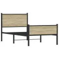 Cadre de lit en métal sans matelas chêne sonoma 100x200 cm