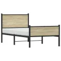 Cadre de lit en métal sans matelas chêne sonoma 100x200 cm