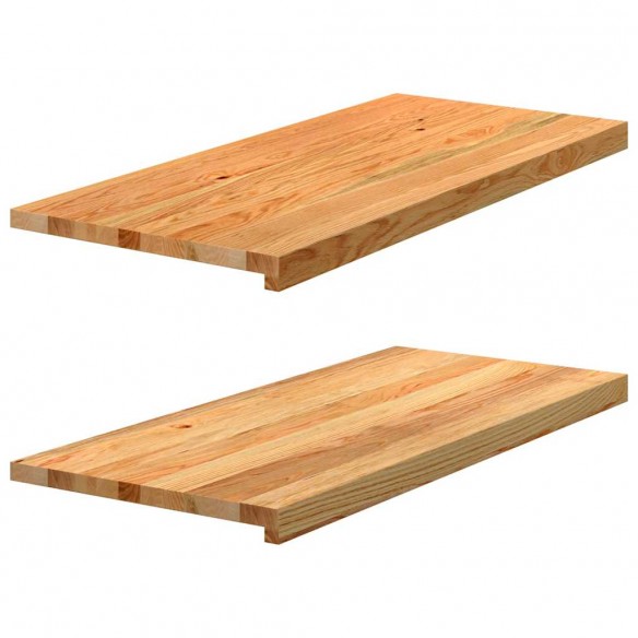 Appuis de fenêtre 2 pcs marron clair bois de chêne massif