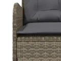 Canapé de jardin avec coussins forme de L gris résine tressée