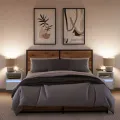 Tables de chevet murales avec lumières LED 2 pcs blanc