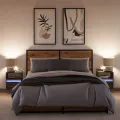 Tables de chevet murales avec lumières LED 2 pcs chêne marron