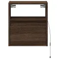 Tables de chevet murales avec lumières LED 2 pcs chêne marron