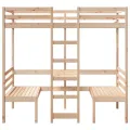 Lit mezzanine avec bureau et chaises 80x200 cm pin massif