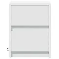 Armoires de chevet et lumières LED 2pcs blanc bois d'ingénierie